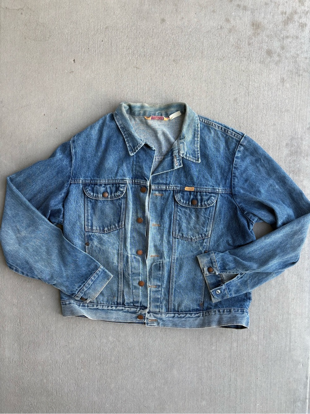 Vintage Rustler Denim Trucker Jacket Made in USA Blue Jean Coat Men's XL
